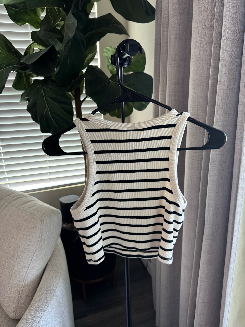 Zara Black & White Striped Cropped Tank